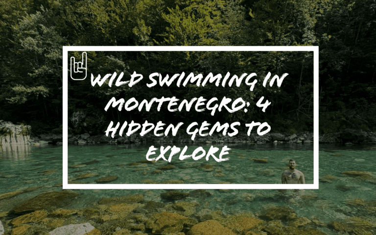 Man in emerald-green river surrounded by forest — Montenegro’s best wild swim spots for families