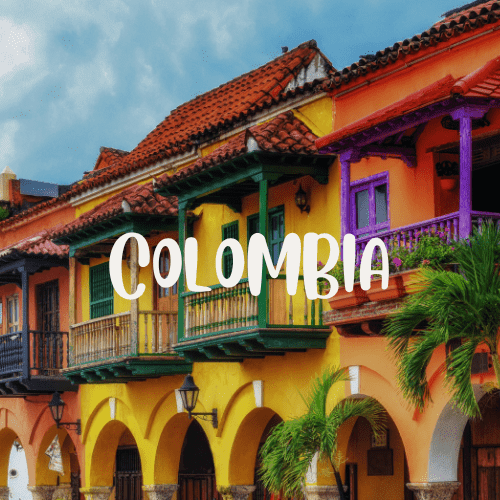 Colonial balconies in Cartagena, Colombia — colorful family travel destination icon