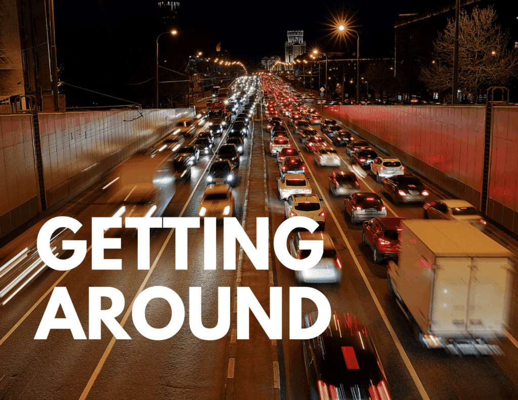 Heavy traffic at night representing transportation options and car costs in Costa Rica