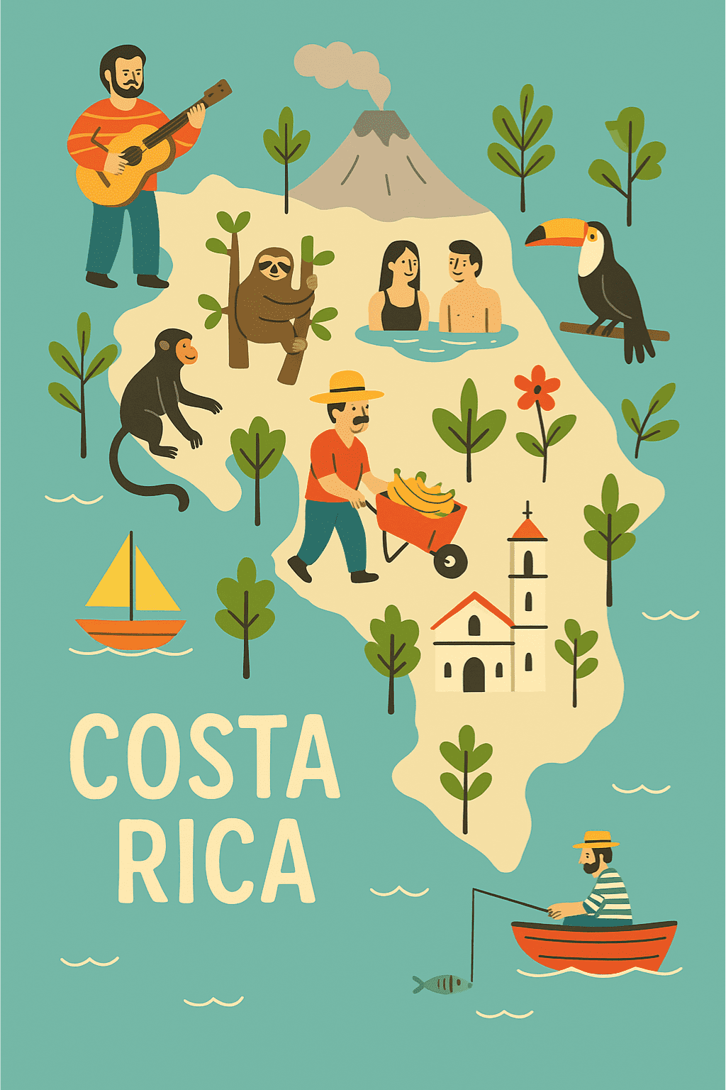 "Infographic showing Costa Rica’s dry and green seasons, with tips for family travelers on what to expect from May to October and November to April"