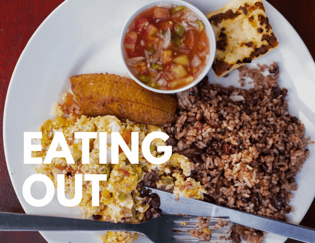 Traditional Nicaraguan meal with gallo pinto and plantains