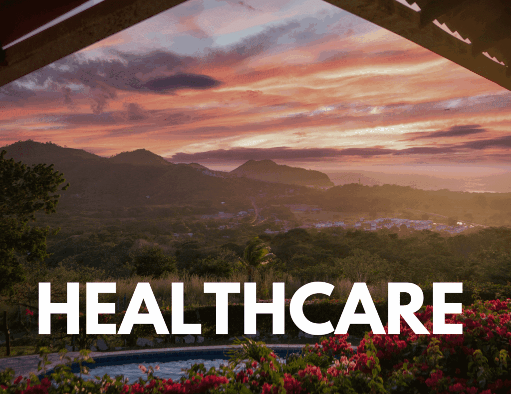 Sunset view over San Juan del Sur with healthcare context