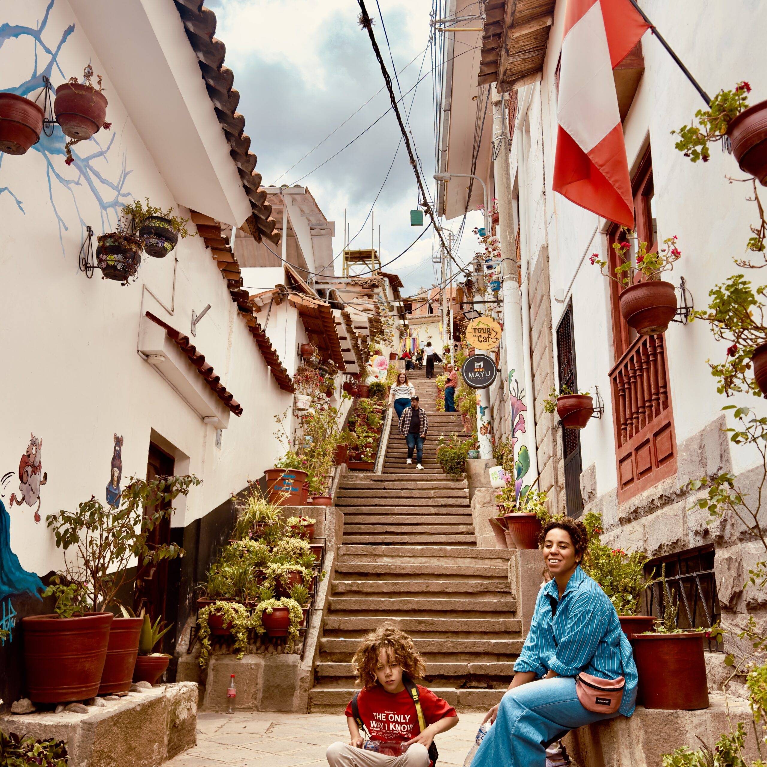 Cusco town with kids