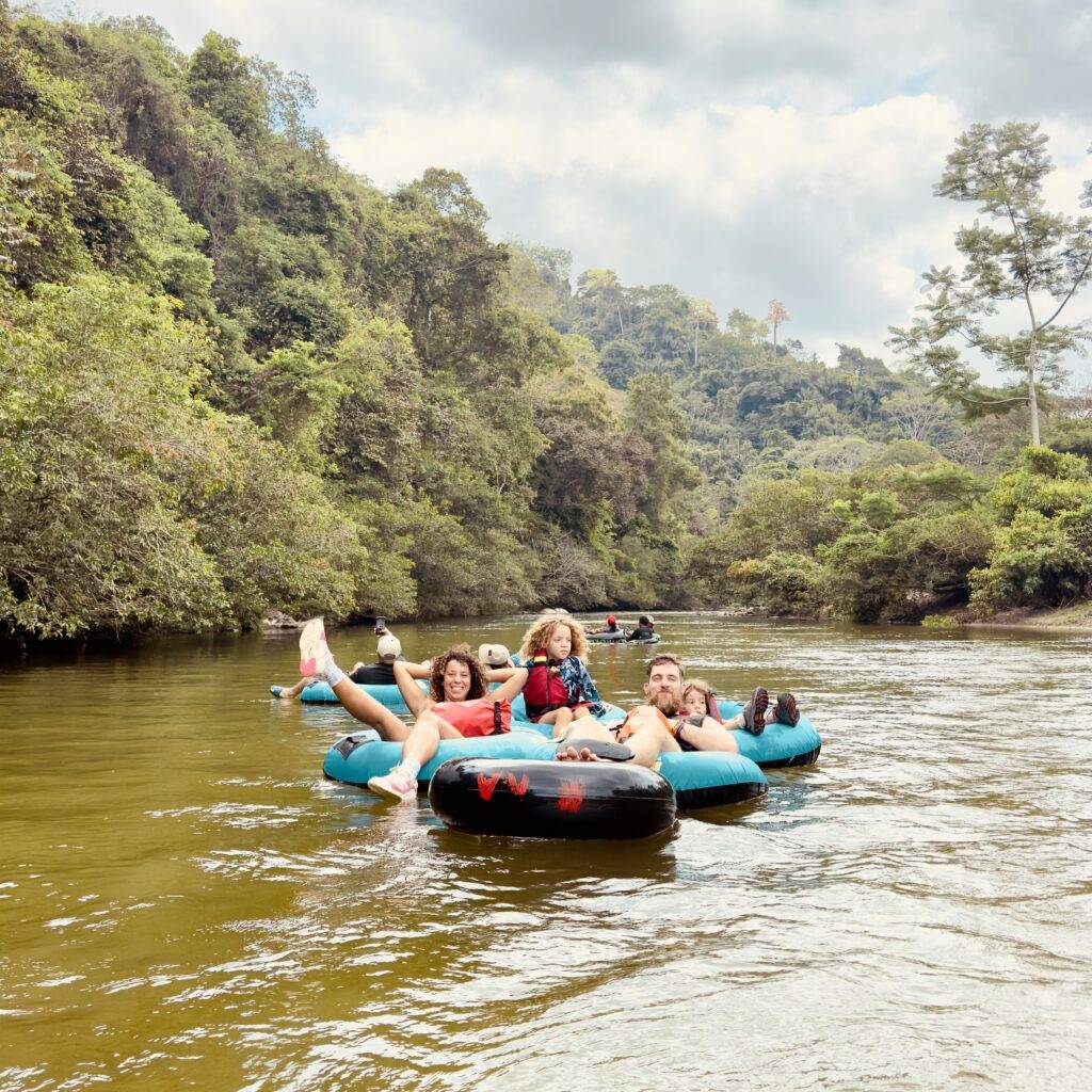 Colombia with kids river tubing